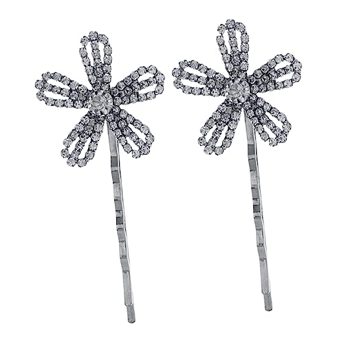 FONDOTIN 2 Stück Rhinestone Haarschmuck Blüten Haarspangen Silber Glitzernde Blumen Haarclips Elegant für Damen Alltag Hochzeit Festliche Anlässe von FONDOTIN