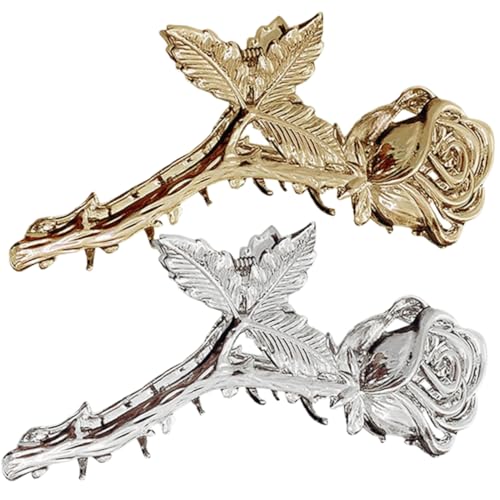 FONDOTIN 2 Stück Rosen Haarklammern aus Haarspangen für und Mädchen für Dickes und Rutschfest und Langlebig für Alltag und Besondere Anlässe von FONDOTIN