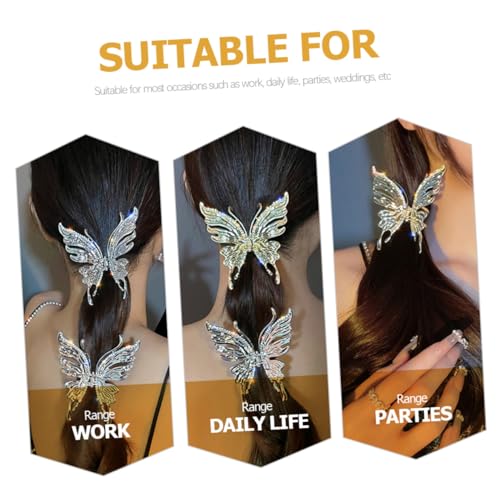FONDOTIN 2 Stück Schmetterling Haarspangen mit Strasssteinen Elegante Haarklammern für Damen und Mädchen Fester Griff für Kurzes und Langes Haar Praktischer Haarschmuck für Zufällige Farbe von FONDOTIN
