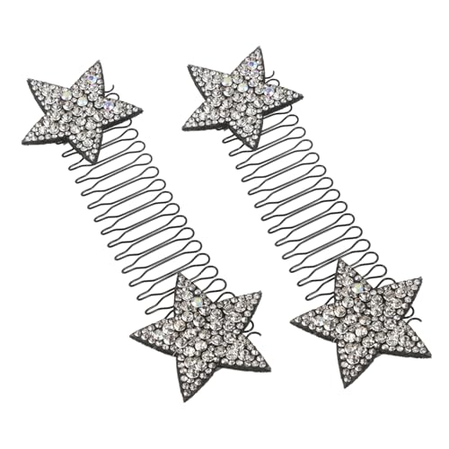 FONDOTIN 2 Stück Silberne Stern Haarklammern Unsichtbare Haarkämme zum Fixieren Dutt Zubehör für Damen Hochsteckfrisuren Stylishe Haarspangen Haarkamm Clips Alltagsschmuck von FONDOTIN