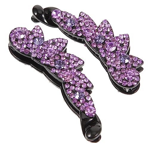 FONDOTIN 2 Stück Strass Bananenclips Haarspangen für Damen Funkelnde Haarschmuck Accessoires für Dickes Haar für Verschiedene Frisuren und Anlässe von FONDOTIN