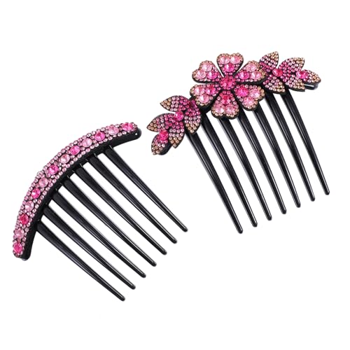 FONDOTIN 2 Stück Strass Haarkamm mit Blumenmotiv Rutschfeste Haarforke Eleganter Haarschmuck für Damen und Mädchen für Hochzeiten Partys und Besondere Anlässe von FONDOTIN