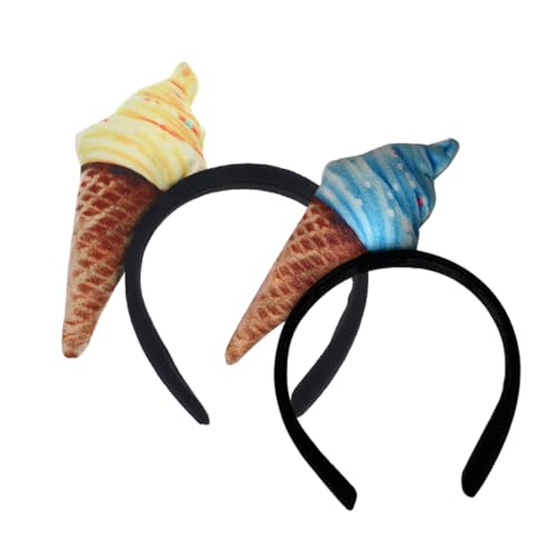 FONDOTIN 2 Stück Teiliges Damen Haarband Eiscreme design Leichtes Komfortables Stirnband für Haartypen Modisches Haarschmuck Teenager Mädchen und Partyaccessoire von FONDOTIN