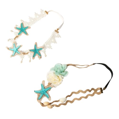 FONDOTIN 2 Stück Teiliges Elastisches Haarschmuck mit Muschel und Spitzenstirnband Verstellbar Modisch für Damen und Mädchen für Partys und Vielseitige Frisuren von FONDOTIN