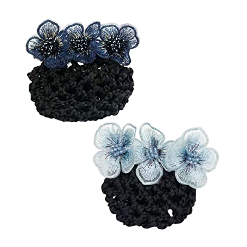 FONDOTIN 2 Stück Teiliges Haarnetz für Dutt Damen Feines Netz Haarschmuck Eleganter Haarschmuck für Ballett Hochzeit und Formelle Anlässe Abnehmbares Haarnetz in Blau und Marineblau von FONDOTIN