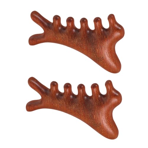 FONDOTIN 2 Stück Teiliges Holz Kopfhautmassage mit Breiten Zähnen Natürlichem Material und Tragbarem Design Fördert Haarwuchs Lindert Juckreiz Entfernt Schuppen Geeignet für Damen und von FONDOTIN