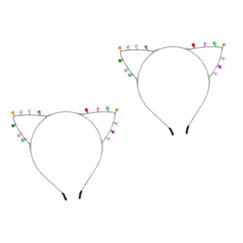 FONDOTIN 2 Stück Teiliges Katzenohren Stirnband mit Metallischen Glocken Atmungsaktiv und Langlebig Auffälliges Party Haaraccessoire für Weihnachtsfeiern Kostümpartys und Festliche Anlässe von FONDOTIN
