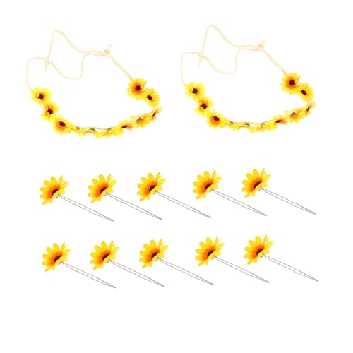 FONDOTIN 2 Stück Teiliges Sonnenblumen stirnband mit Haarspangen Modische Haaraccessoires für Damen Geeignet für Hochzeiten Partys Geburtstage und Fotoshootings von FONDOTIN