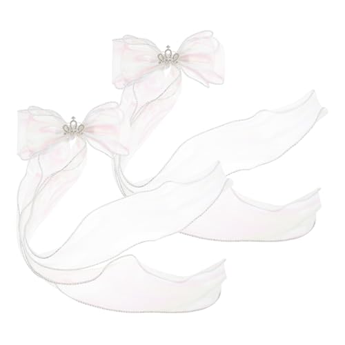 FONDOTIN 2 Stück Weiße Haarspangen mit Spitzen Schleife und Funkelnder Dekoration Langlebige Haarschleifen Clips für Mädchen Komfortabel und Süß für Alltag und Fest von FONDOTIN