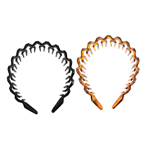 FONDOTIN 2 Stück Wellenförmige Haarreifen aus Kunststoff Breites Haarband mit Zähnen für Damen für Alltag Partys und Besondere Anlässe Schwarz Bernstein FONDOTIN 2 Stück Wellenförmige Haarreifen aus Kunststoff Breites Haarband mit Zähnen für Damen für Alltag Partys und Besondere Anlässe Schwarz Bernstein von FONDOTIN