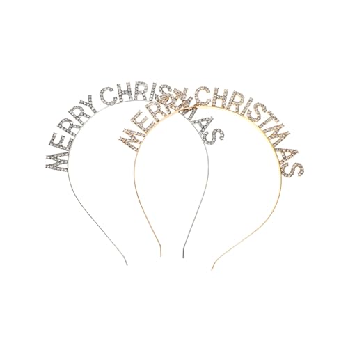 FONDOTIN 2 Stücke Teiliges Buchstaben Strass Haarreifen Festlicher Haarschmuck für Damen und Bräute Rutschfeste Year Headbands für Weihnachts und Winterpartys Eleganter Haarschmuck mit von FONDOTIN