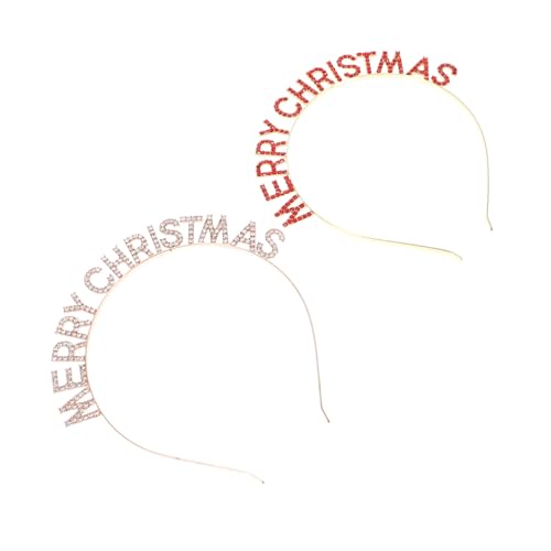 FONDOTIN 2 Stücke Teiliges Strass Haarband Merry Christmas Festliches Haarschmuck in Rot und Roségold Leichter Schmuck für Damen und Mädchen zu Weihnachten und Neujahr Stilvolle von FONDOTIN