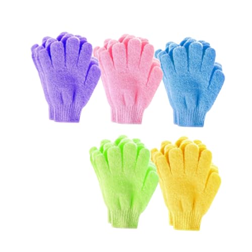 FONDOTIN 20 Stück Teiliges Peeling Handschuh Fünf Finger Duschhandschuhe zur Sanften Hautreinigung und Massage Bunte Hautfreundliche Badetücher für Mädchen und Jungen Zufällige Farbe von FONDOTIN