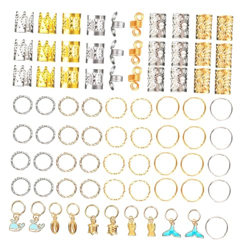 FONDOTIN 200Stücke Haarschmuck Dreadlock Zubehör Verstellbare Haar Accessoires mit Langlebigen Dreadperlen für Individuellen Frisurgestaltung Party Style von FONDOTIN