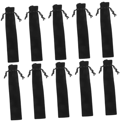 FONDOTIN 25 Stück Flanell Stiftetui mit Kordelzug Teiliges Schwarzes Federmäppchen Leicht Tragbar Stifte Aufbewahrungstasche für Schule Büro und Zuhause Praktischer Pen Holder mit Weichem von FONDOTIN