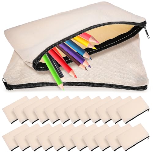 FONDOTIN 25stücke Canvas Reißverschlussbeutel Tragbare Reisebeutel Bleistift Kosmetik Lagerbeutel Für Studenten Schreibwaren Bürobedarf von FONDOTIN