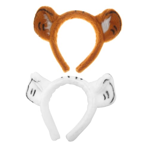 FONDOTIN 2stücke Tigerohren Haarband Cartoon Dekorativ Party Kopfbedeckung Stirnband Cosplay Zubehör Requisiten Haar Accessoires von FONDOTIN