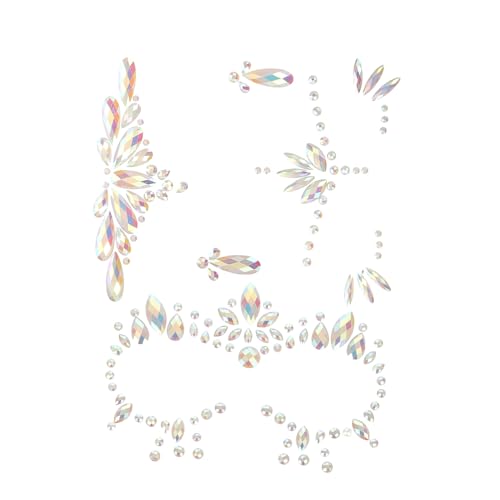 FONDOTIN 3 Blätter Glow in The Dark Gesicht Edelsteine Sticker Fluoreszierende Strasssteine für Halloween Karneval Party DIY Gesichtstattoo Rückstandsfrei Festliche Gesicht Aufkleber von FONDOTIN