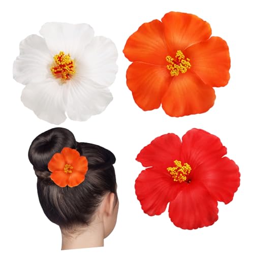 FONDOTIN 3 Hawaiian Haarspangen Teilig Blumenschmuck Sommerliche Haarklammern für Frauen Mädchen Feine Verarbeitung Leicht zu Tragen Vielseitig für Zöpfe Dutt Pferdeschwanz Party von FONDOTIN