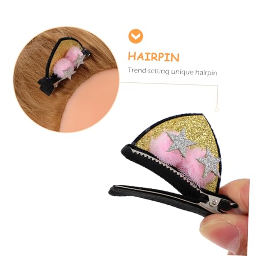 FONDOTIN 3 Paare Katzenohren Haarklammern mit Stern Design Süße Haarspangen für Mädchen Niedliche Haarschmuck Modische Langlebige Clips für Alltag und Party von FONDOTIN