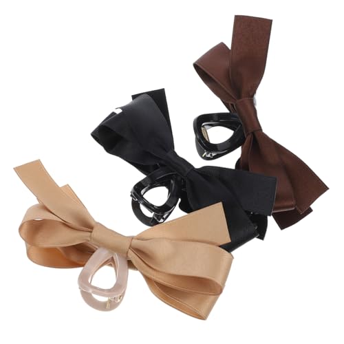 FONDOTIN 3 Stck Teiliges Haarklammern Großer Schleife Dekorative Haarklammern für Damen Stabile Haarspangen in Schwarz Dunkelbraun und Khaki Geeignet für Dünnes und Dickes Haar Alltags von FONDOTIN