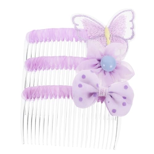 FONDOTIN 3 Stück Bunte Kunststoff Haarkämme mit Netz Schleifen Dekor Stabile Steckkämme für Frauen Leicht und Langlebig Geeignet für Hochzeiten Partys und Besondere Anlässe von FONDOTIN