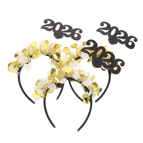 FONDOTIN 3stücke Gold Stirnband Für Neujahr Verziertes Haarband Mit Goldenen Kreisen Bequemer Sitz Für Damen Und Mädchen Party-kopfbedeckung Für Silvester Und Besondere Anlässe von FONDOTIN