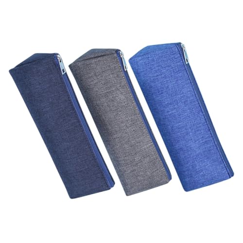 FONDOTIN 3 Stück Großes Federmäppchen mit Reißverschluss Geräumige Stifttasche für Schüler und Erwachsene Strapazierfähiges Reißfestes Schreibwarenetui in Blau und Multifunktional und von FONDOTIN
