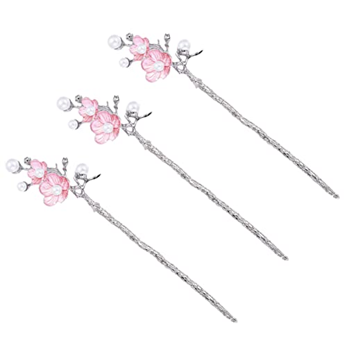 FONDOTIN 3 Stück Haarnadeln mit Perlen Quaste Traditionelle Haarstäbchen für Damen Klassischer Haarschmuck für Hochzeiten Feste Retro Frisuren Zubehör Rote Blumen Haaraccessoires von FONDOTIN