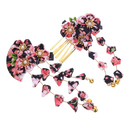 FONDOTIN 3 Stück Haarschmuck Im Japanischen Stil Blumen Haarschmuck Blumen Kimono Haarquasten Kopfschmuck Für Frauen Japanische Mode Haarspangen Schwarz von FONDOTIN