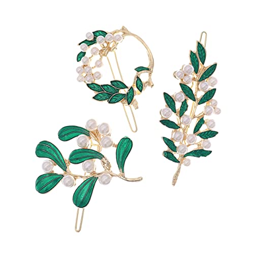 FONDOTIN 3 Stück Haarspangen aus Langlebiger Legierung mit Perlen Dekorativen Blattmotiven Geeignet für Dickes und Langes Haar Haarschmuck Accessoires für Damen und Mädchen von FONDOTIN