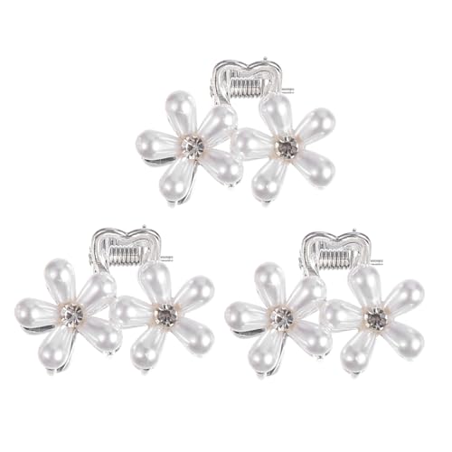 FONDOTIN 3 Stück Mini Haarspangen mit Perlen und Blüten Design Silberfarbene Legierte Haarklammern Romantische Haarnadeln für Mädchen für Hochzeiten Partys und Festliche Anlässe von FONDOTIN