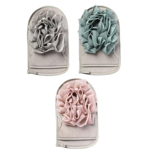 FONDOTIN 3 Stück Peeling badhandschuhe mit Doppelseitiger Rautenstruktur Wiederverwendbare Duschhandschuhe für Körperpeeling Geeignet für Männer und Frauen Sanfte Reinigung Zufällige Farbe von FONDOTIN
