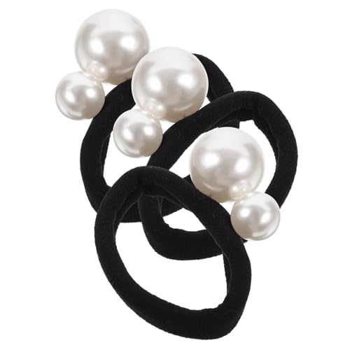 FONDOTIN 3 Stück Perlen Haargummis Elastische Haarbänder mit Nahtlosem Perlendekor Haarschmuck für Damen und Mädchen Ponytail Holder Vielseitige Haar Accessoires für Alltag und Party von FONDOTIN