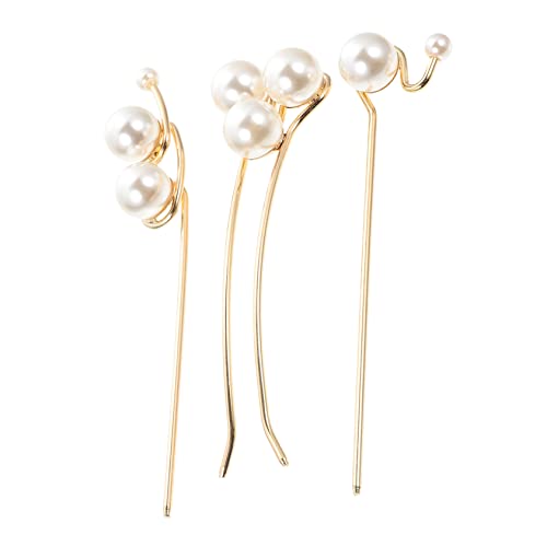 FONDOTIN 3 Stück Perlen Haarstäbe für Damen Langes Haar Förmige Haarnadel Haaraccessoires zum Halten und Dekorieren von Hochsteckfrisuren für Besondere Anlässe von FONDOTIN