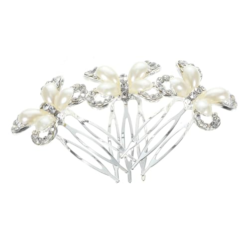 FONDOTIN 3 Stück Teiliges Braut Haarkamm mit Perlen und Funkelnden Strasssteinen Leichte Haarschmuckstücke für Hochzeit Party Einfach zu Tragen Eleganter Haarschmuck für Damen von FONDOTIN