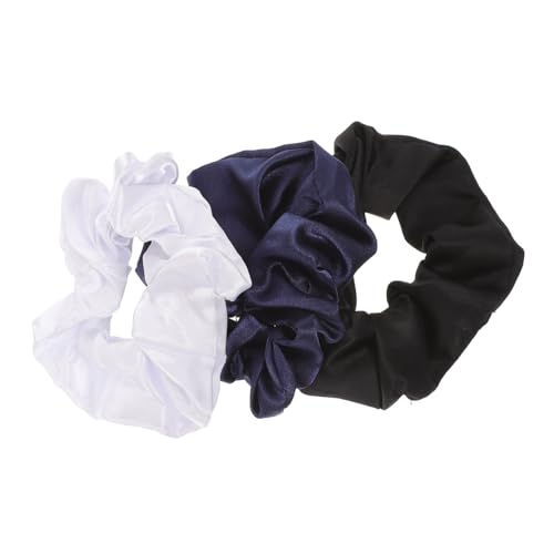 FONDOTIN 3 Stück Teiliges Haargummis aus Satinähnlichem Material Elastische Solide Farb Haarbänder für Mädchen und Frauen Weiche Ponytail Holder für Alltag Party und Sport von FONDOTIN