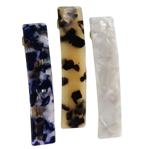 FONDOTIN 3 Stück Teiliges Haarklammern mit Marmor design Goldfarbene Französische Haarklammer aus Acetat Rechteckige Federclips für Dickes Haar Modischer Haarschmuck für Damen Alltag und von FONDOTIN