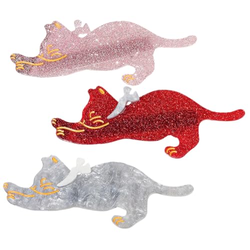 FONDOTIN 3 Stück Teiliges Katzenhaarklammern Frauen und Mädchen Süße Bunte Haarspangen Einfach zu Befestigende Haarklammern Modische Haaraccessoires für Alltag und Festtage von FONDOTIN