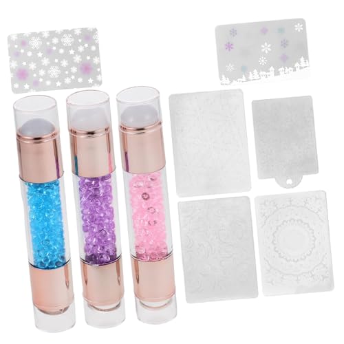 FONDOTIN 3 Stück Teiliges Nail Stamper aus Farbigem Silikon Doppelseitiger Maniküre Stempel für Präzises Nageldesign Geeignet für Nageltypen Mit Schablone für Kreative Nail Zufällige Farbe von FONDOTIN