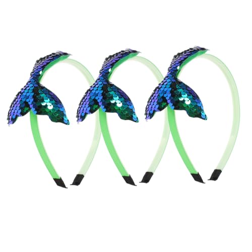 FONDOTIN 3 Stück Teiliges Pailletten Meerjungfrau Stirnband für Mädchen Glitzerndes Leichtes Haarband Bequemes Stoffmaterial Rutschfest für Geburtstage Feiertage und Alltag von FONDOTIN