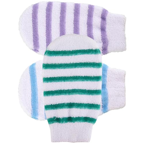 FONDOTIN 3 Stück Teiliges Peelinghandschuh aus Dickem Baumwoll Material Beidseitig Nutzbare Dusch und Hautreinigungshandschuhe für Frauen und Männer Geeignet für Zufällige Zufällige Farbe von FONDOTIN