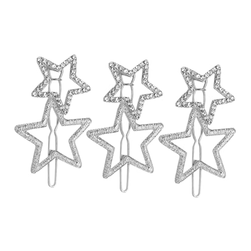 FONDOTIN 3 Stück Teiliges Strass Haarspangen Sternen Design Glänzende Haarklammern für Damen und Mädchen Stilvolle Langlebige Haarschmuck Accessoires für Jeden Anlass von FONDOTIN