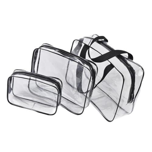 FONDOTIN 3 Stück Teiliges Transparentes Wasserdichtes PVC kosmetiktaschen mit Reißverschluss Multifunktionale Reise toilettentaschen Leichte Klare Make up Organizer für Damen und Herren von FONDOTIN