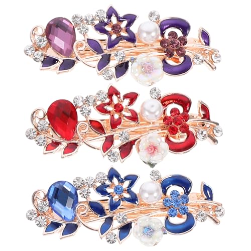 FONDOTIN 3 Stück Teiliges Weihnachts Haarklammern mit Perlen und Strass für Damen und Mädchen Hochwertiger Haarschmuck Rot Blau und für Festliche Anlässe von FONDOTIN