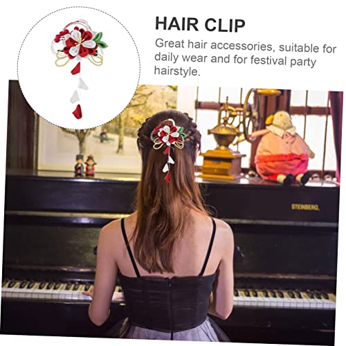 FONDOTIN 3 Stück Traditionelle Japanische Haarklammern Handgefertigt Rote Haarnadeln Kreativer Haarschmuck für Mädchen Party Haarschmuck und Alltag von FONDOTIN
