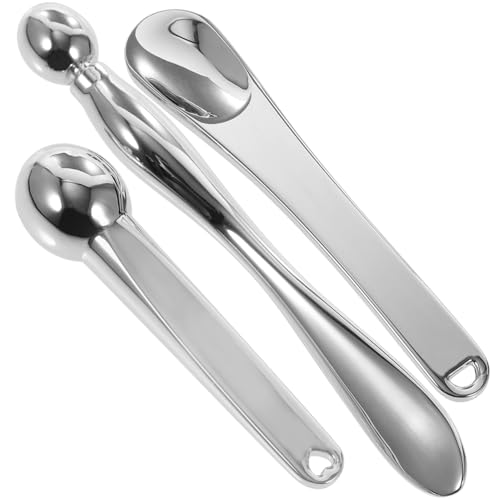 FONDOTIN 3 Stück Zinklegierung Augencreme Löffel Kompaktes Beauty Massage Tool für Augenringe Tränensäcke Kosmetikspatel für Gesichtscreme und Make up Anwendung Zufällige Zufällige Farbe von FONDOTIN
