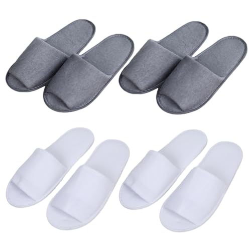 FONDOTIN 4 Paare Einweg Herren Faltbare Slipper Reise Hausschuhe Leicht Atmungsaktiv Rutschfest Weiß Für Hotel Spa Gäste Portable Komfortable Badeschuhe von FONDOTIN