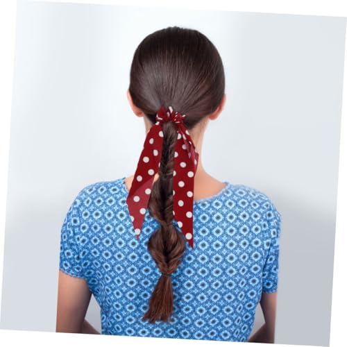 FONDOTIN 4 Stück Elastische Haargummis mit Schleifenband Gepunktet Langlebig und Dehnbar Stilvoller Haarschmuck für Damen für Alltag Partys und Festliche Anlässe Zufällige Zufällige Farbe von FONDOTIN