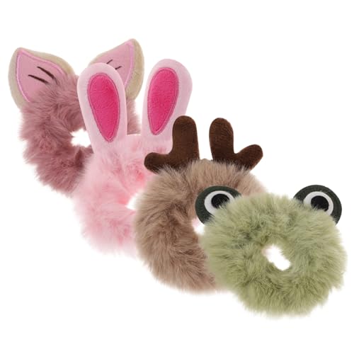 FONDOTIN 4 Stück Fluffy Haargummis mit Elastischem Weichem Material und Niedlichen Cartoon Motiven Haarschmuck für Mädchen Geeignet für Dickes und Dünnes Haar für Alltag Partys und von FONDOTIN